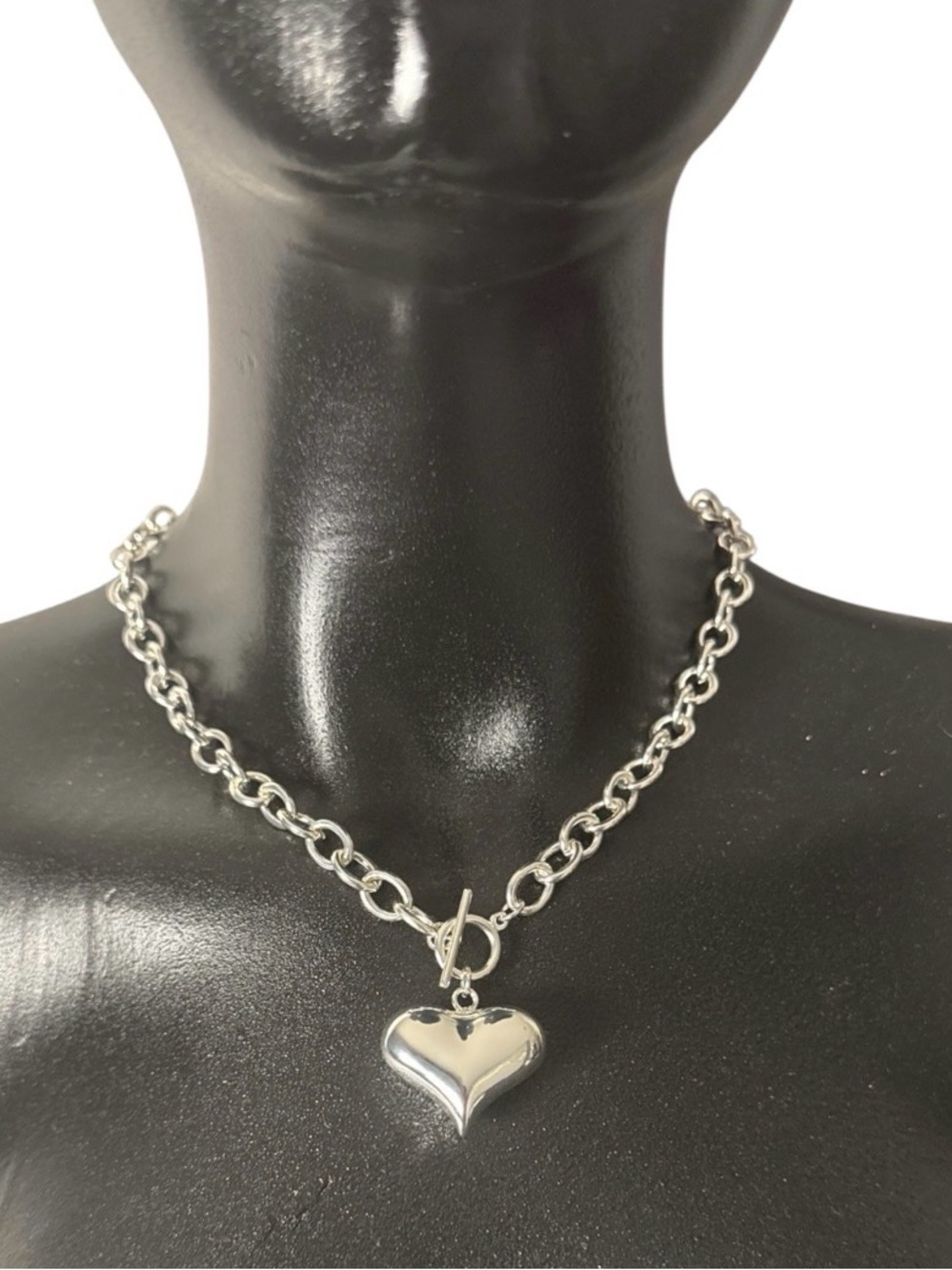 Polished Silver Heart Toggle Necklace - Women's Jewelry
